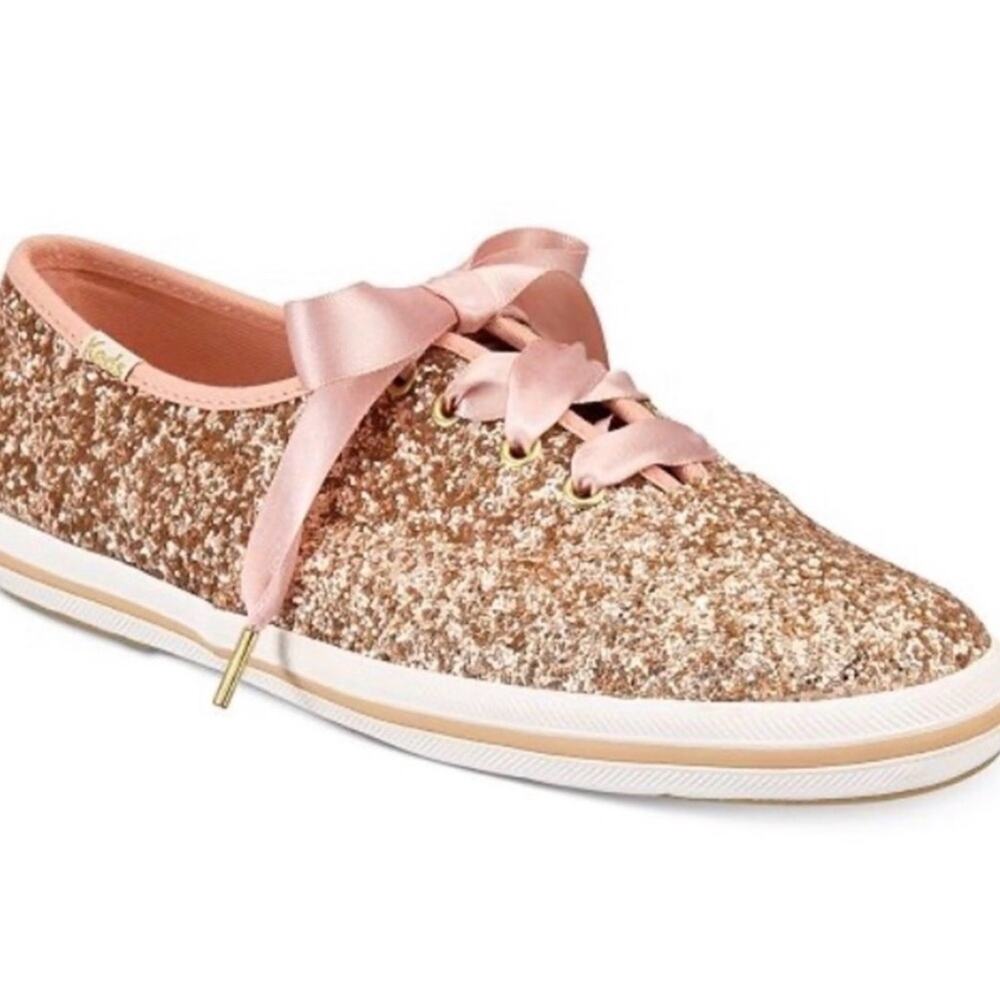 Keds x Kate Spade Champion Rose Gold Glitter Sneakers Size 9